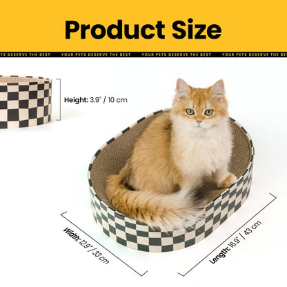 Conlun Cat Scratcher Cardboard,2 in 1 Oval Cat Scratch Pad Bowl for Indoor Kitty Grinding Claw,Round Kittens Scratching Board Corrugated Lounge Pet Beds&Furniture Protector for Couch&Carpets&Sofas