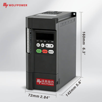 Wolvneo 1.5kW/2hp VFD, 220V Single Phase Input to 220V 3 Phase Output Variable Frequency Drive, 0–500Hz Motor Speed Controller for CNC Spindle, Pump, Fan