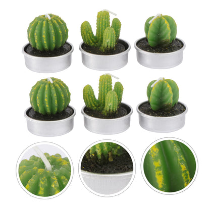 MAGICLULU 6Pcs Smokeless Succulent Cactus Candles for Decor for Birthdays Weddings and Parties Long Burning Creative Cactus Party Decorations