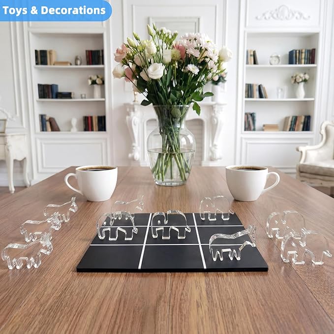 Acrylic Tic Tac Toe Board Game - Modern Coffee Table Decor Easter Basket Stuffers for Teens &amp Adults Office Desk Accessories &amp Family Game Night Essentials2‑in‑1 Game and Decor piece