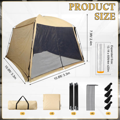 Maasechs Portable Paint Booth Tent 10.8 x 10.8 x 7.9 FT Extra Large Spray Paint Tent with Removable Walls Mesh Screen Floor Protection Plastic Film for DIY Furniture Hobby Tool Spray Shelter Painting