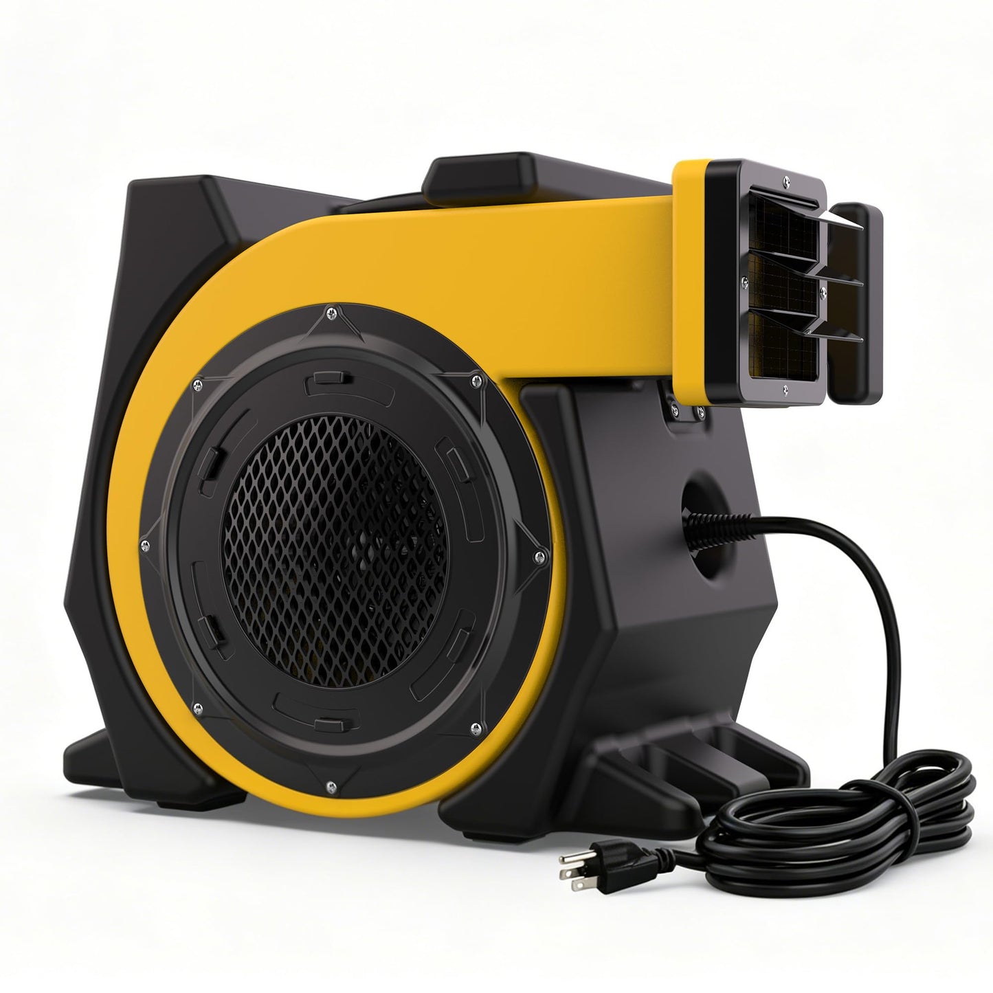 Huilynsen Air Blower for Inflatables 1.5 HP,Commercial Bounce House Blower with Double-Sided Fan Blade 1500 CFM PP Weatherpoof Blower Fan for Inflatable Water Slide,Paint Booth(Black&Yellow)