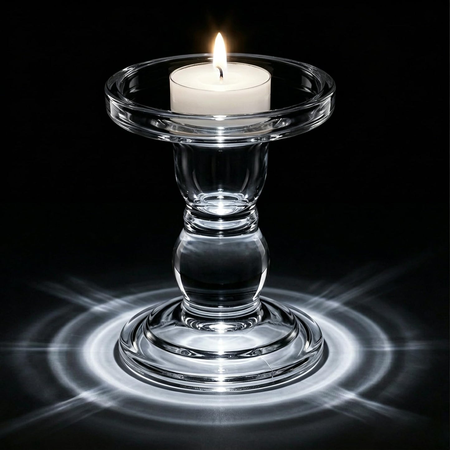 DreamsEden Clear Glass Candle Holder, 1 Pair Crystal Transparent Taper Candle Holder for Pillar Taper Tea Lights, Single Elegant Table Desk Shelf Decor for Home Wedding Party