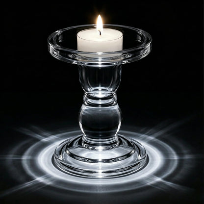 DreamsEden Clear Glass Candle Holder, 1 Pair Crystal Transparent Taper Candle Holder for Pillar Taper Tea Lights, Single Elegant Table Desk Shelf Decor for Home Wedding Party