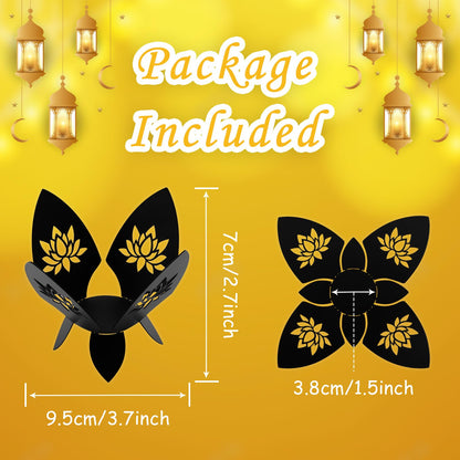 2 PCS Lotus Candle Holder Hollow-Out Lotus Tealight Candle Holder Shadow Lotus Pattern Flower Shape Candlestick Iron Diwali Decorative Candle Holders for Home Christmas Wedding Decor