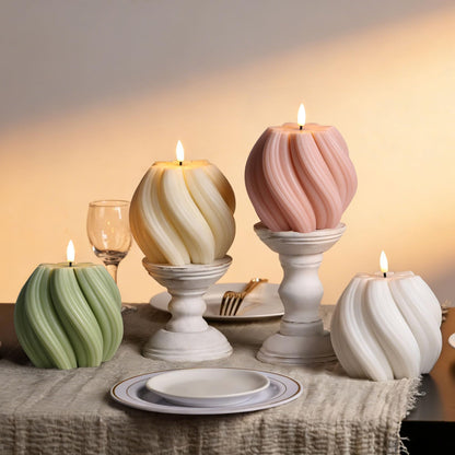 Girimax Dusty Pink Swirl Flameless Candles with Remote, Flickering LED Wax Candle Aesthetic Home Shelf Decor 1 Pack