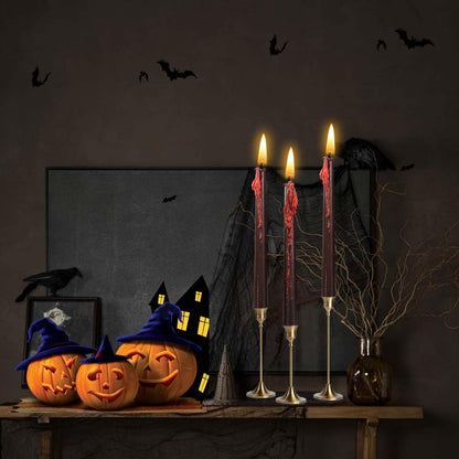 4 Pcs10inch Black Bleeding Taper Candle Vampire Tears Candles Unscented Tall Bleeding Candles, Gothic holderor Halloween Party Gothic and Themed Party Decor(2, 10 inch)