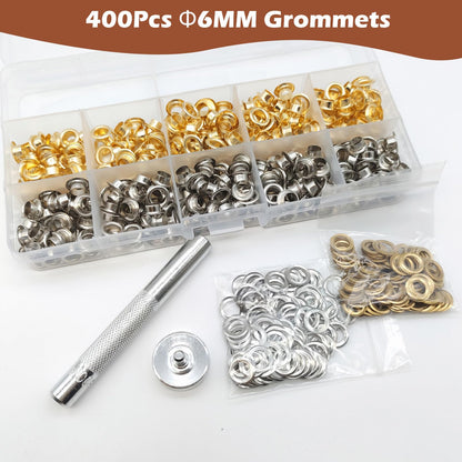 Leather Press Machine,Hole Puncher for DIY Leather Craft,Manual Press Punch Tools,with 400Pcs Grommet,9 Round Punches (1.5-6mm), 4 Stitching Prongs, 480 Rivets | Stainless Steel Pillar | Punch Puller