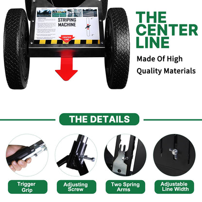 Lbraxyi High-Performance Striping Line Marking Machine, Athletic Field Striping Machine, Parking Lot Striping Machine, Soccer Field Striping Machine, Work with Inverted Striping Spray Paint, Black