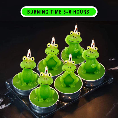 Frog Tealight Candles, Tea Lights Candles for Birthday Gifts,Cake Topper, Home Decor,Happy Frog Animals Candles for Gift, Baby Shower, Birthday Party, Festival Wedding, Valentine Romantic, 6 Pieces