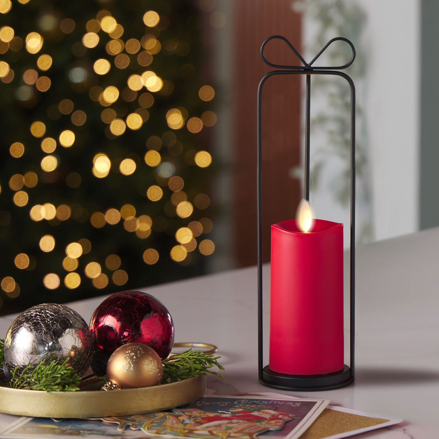 Luminara Heritage Lantern with Outdoor Flameless Candle and Remote (9.5-inch, Black)