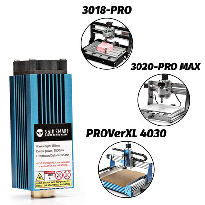 Genmitsu FL55P 5.5W Fixed Focus Laser Module Kit for Genmitsu 3018-PRO, ProverXL 4030, Cubiko CNC Router Machine