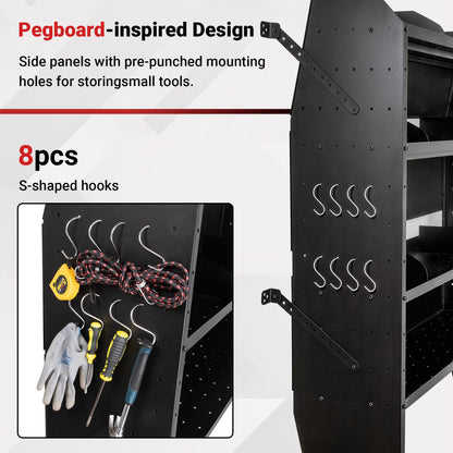 Eastrexon Van Shelving w/ 1000LBS Capacity, Heavy-Duty Steel Cargo Storage System, Universal Fit Ford Transit/RAM ProMaster/Chevy Express/Nissan NV/Sprinter, 32" W x 60" H x 13" D