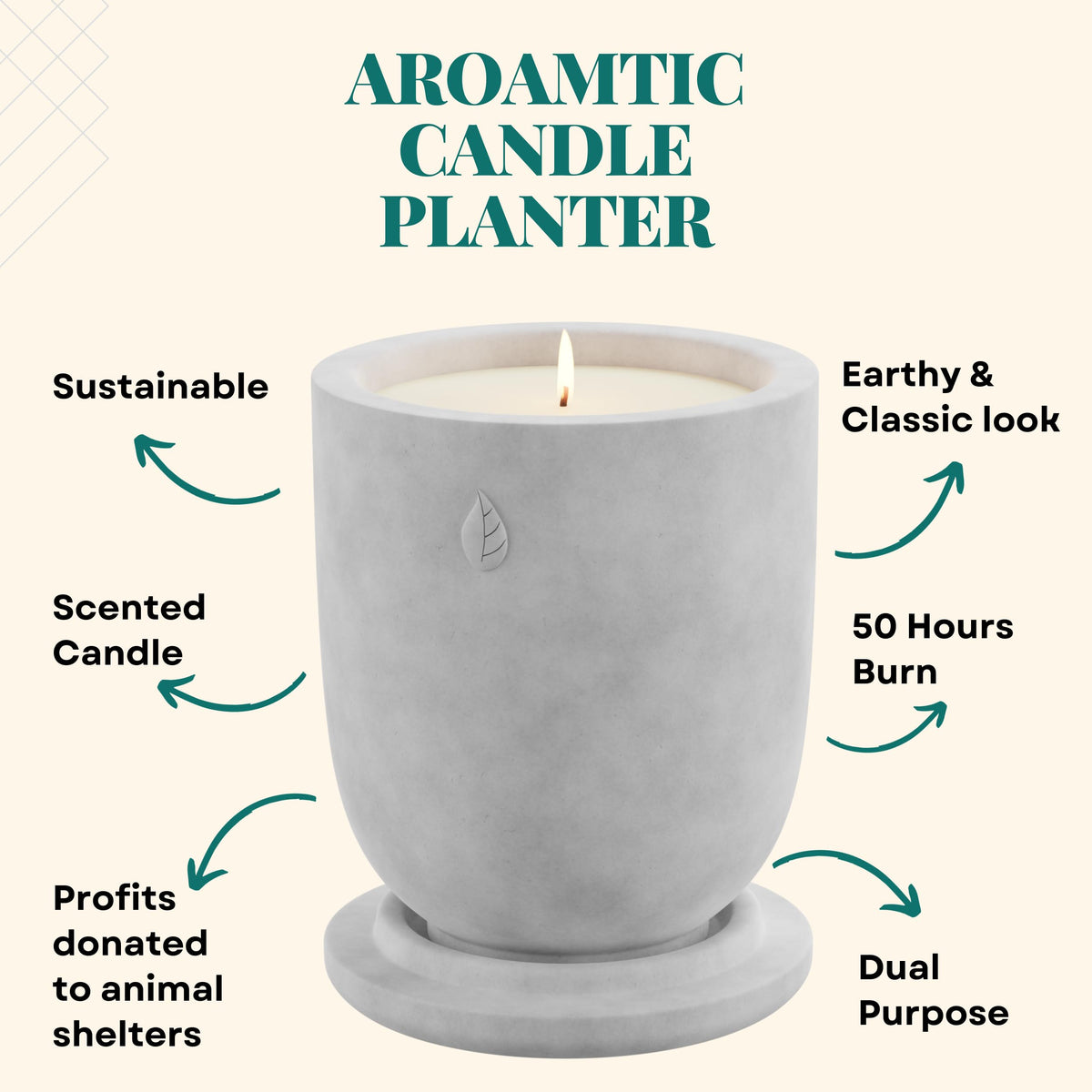 Matani Concrete Cement Candle Planter - Aromatherapy Soy, Dual Purpose Jar - Grey Lavender