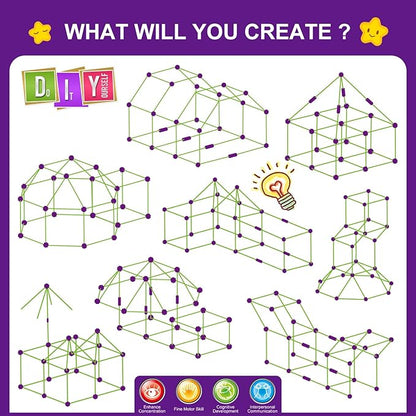 SpringFlower 100 PCS Glow in The Dark Fort Building Kit for KidsEducational Gift for 3 4 5 6 7 8 9 10 11 12 Years Old Boys and GirlsSTEM Construction Toys