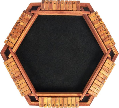 AMEROUS Upgraded 1-6 Players Shut The Box Dice Game Wooden Board Table Math Game with 16 Dice for Kids Adults Family Classroom Home Party or Pub