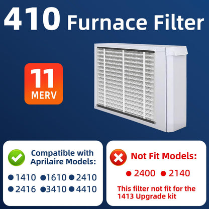 4 Pack, 410 Replacement Air Filter, MERV 11,Actual Size: 16"x28"x4", Nominal Size: 16x25x4, HVAC Furnace Filter, Compatible with AprilAire Models 4400, 3410, 2416, 2410, 1610, 1410