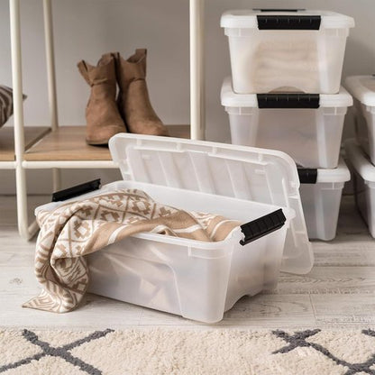 IRIS USA 13 QT Plastic Storage Box - BPA-Free, Durable Nestable Containers with Lids | 6 Pack - Pearl Color