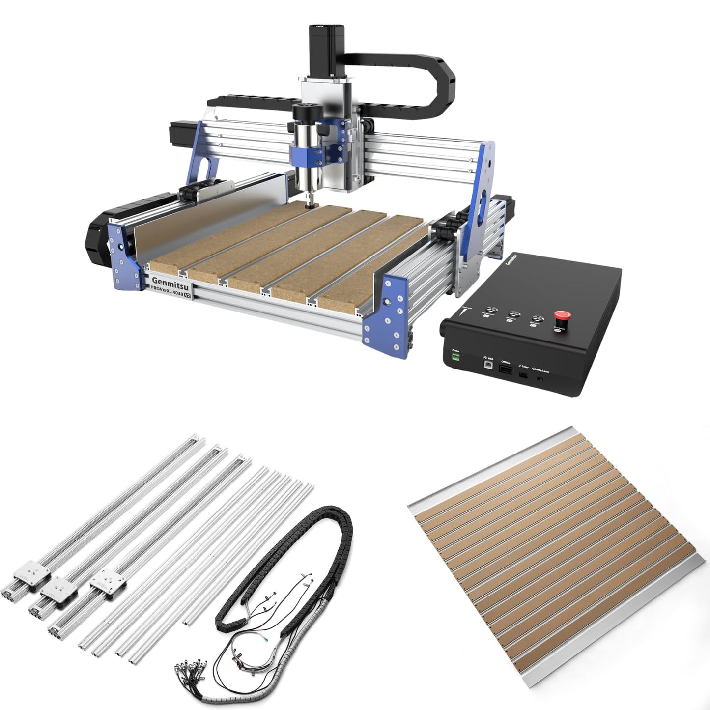 Genmitsu PROVerXL 4030 V2 CNC Machine + 1313 XY-Axis Extension Kit + 1313 Aluminum & MDF Hybrid Spoilboard Table