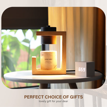 AIKUT Candle Warmer Lamp, with 2 Bulbs,Timer & Dimmer,Simple Natural Wood,Compatible Up to 4.5 inch Candles,for Home Scented and Décor，110-120V (Wood)