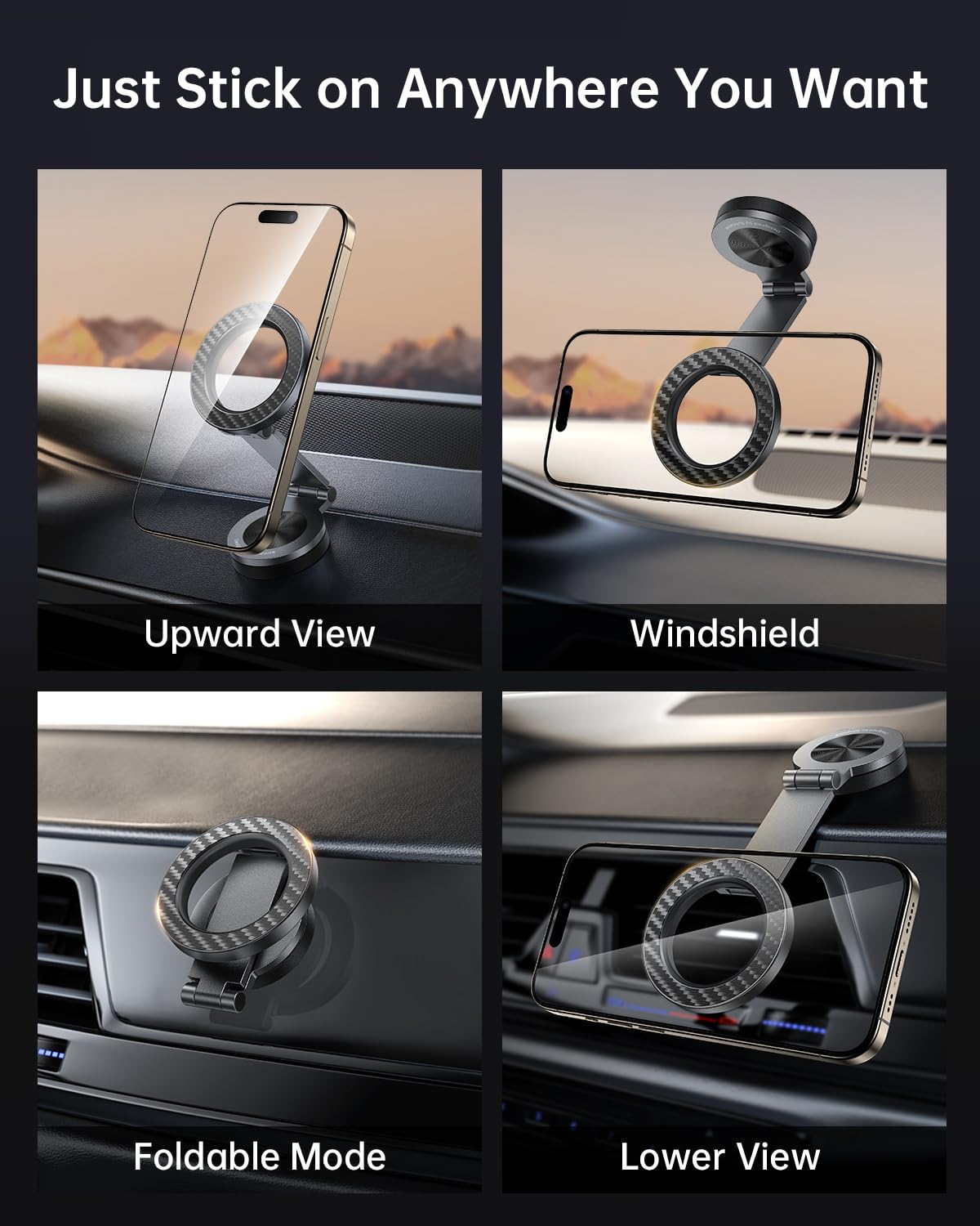 SYNCWIRE for MagSafe Car Mount - [360° Rotation] Magnetic Phone Holder for Car, Adjustable Metal Arm, Ultra Magnet, Car Magnet Phone Mount for Dashboard, Fit for iPhone 16 15 14 13 Pro Max &All Phones