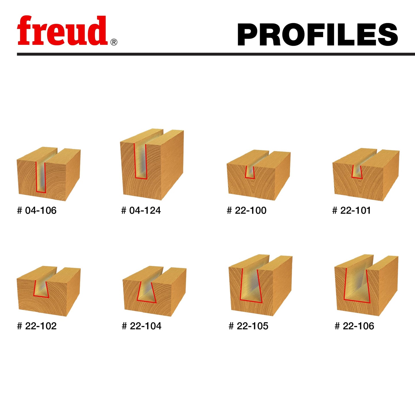 Freud 96-100: 8 Piece Bit Sets For Incra Jig¨ with 1/4" shank