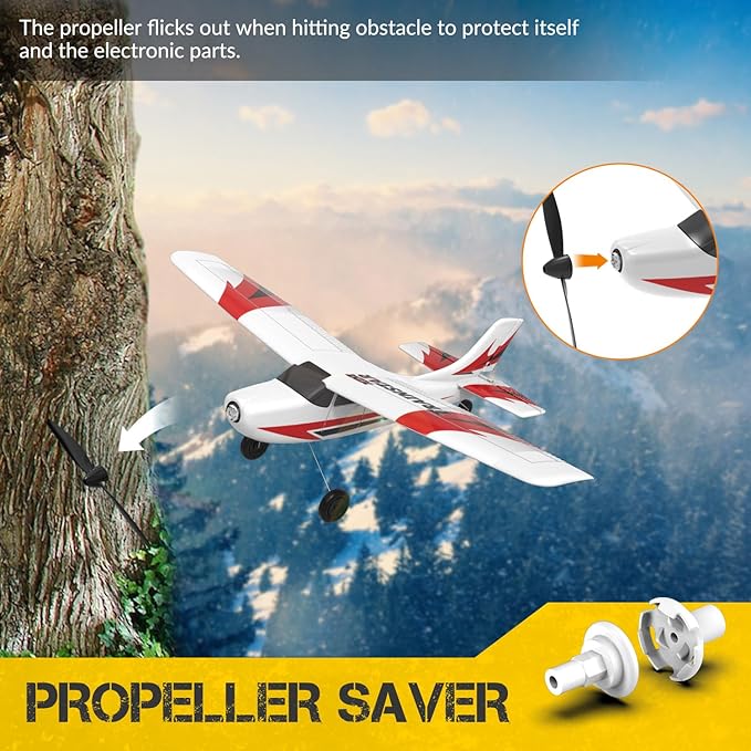 volantexrc RC Plane Trainer 3CH Remote Control Airplane with Prop Saver 6-Axis Gyro Stabilizer &amp 3 Modes to Fly Hobby Radio Controlled Aircraft RTF for Beginners &amp Adults (400mmRed)