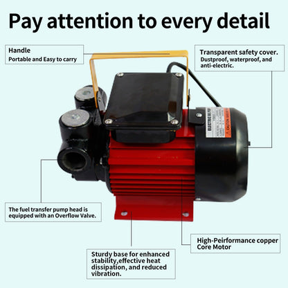 BORRITT 110-120V 550W Diesel Transfer Pump,Electric Fuel Transfer Pump & 32GPM Self-Priming Pump & AUTO Fuel Nozzle & 2 Hoses NPT Threads Fitting