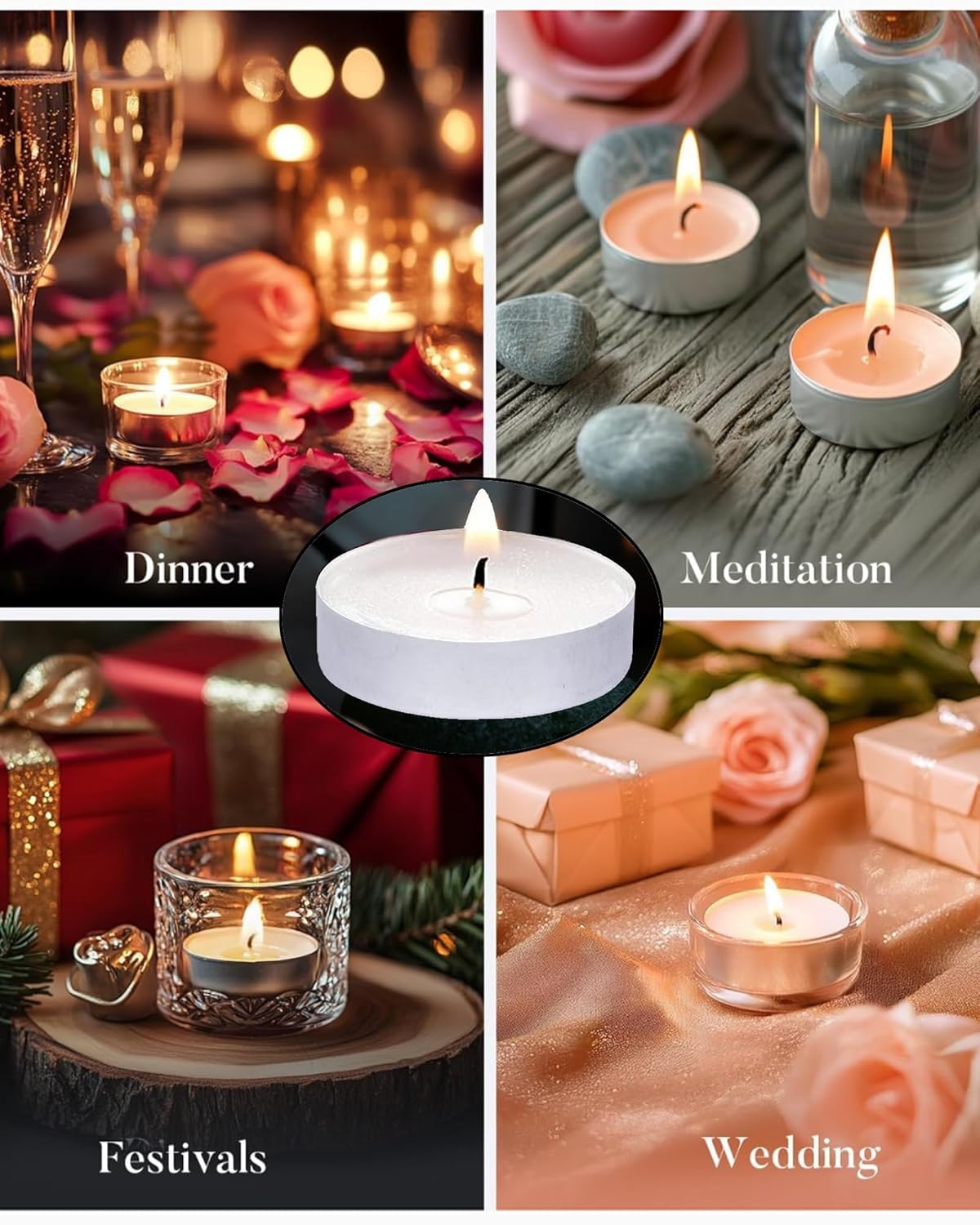 Wax Unscented Tealight Candles Pack of 100 for Diwali Decoration | Long Burning | Smokeless | Candles for Home Decor, Offices, Dining & Special Occasions (Pack of 100 White)