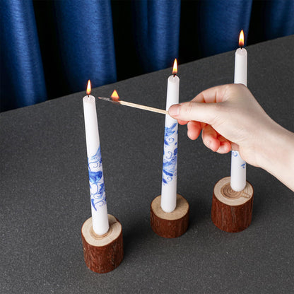 Conelist 4 Pcs Chinoiserie Taper Candles Blue and White Decorative Chinoiserie Porcelain Candlesticks 10 Inch Long Unscented Bridal Wedding Shower Candles for Christmas Party Gift Home Decor