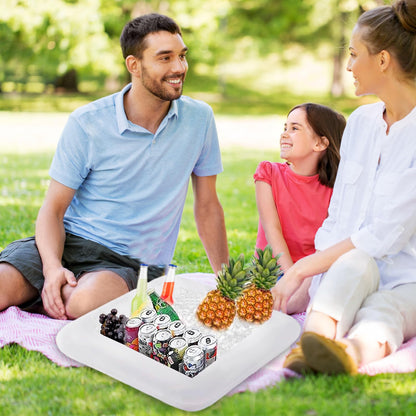 2PCS Inflatable Ice Serving Buffet Bar - BBQ Picnic Pool Party Supplies Buffet Salad Food & Drinks Tray for Party Picnic & Camping (23.6 inches)