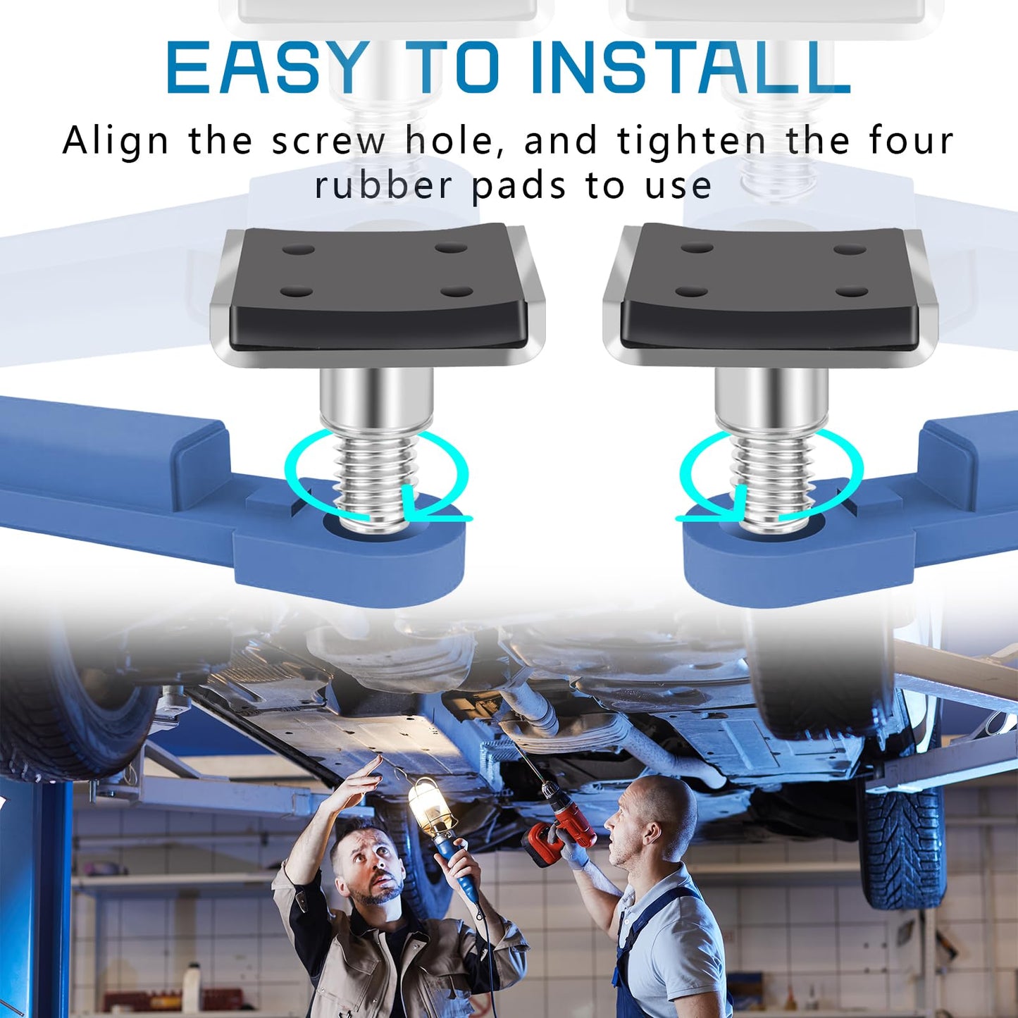 gjkldcvb 4 Pack Truck Adapter for 2 Post Lift, Hot Dipped Galvanized Steel Lift Pads for Auto/Car/Vehicle, Auto Lift Spin-Up Frame Adapter, Truck Adapter Kit