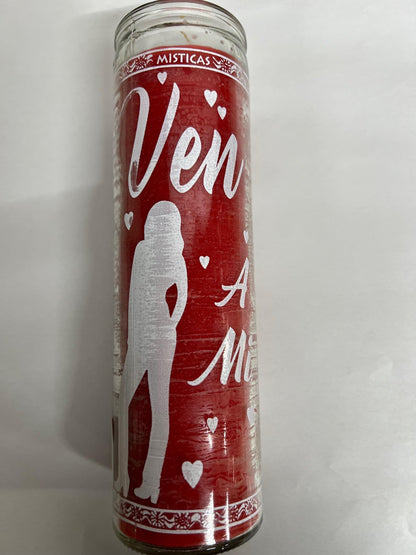 Come to Me Red Unscented Candle in Glass Silkscreen (Ven A Mi)