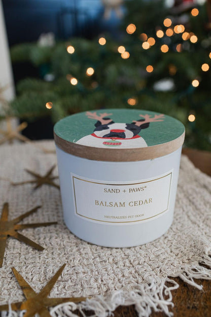 Sand + Paws Scented Candle -Balsam Cedar- Luxurious Air Freshening Jar Candles Neutralize pet Odors and Enhance Home décor – 100% Cotton Lead-Free Wicks - 12 oz