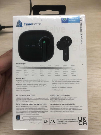Timekettle M3 3 in 1 Language Translation Earbuds,43 Languages & 96 Accents, Offline Translator, No Subscription,Bluetooth,for Exploring Expat Life Freely, APP Compatible with iOS & Android,Black