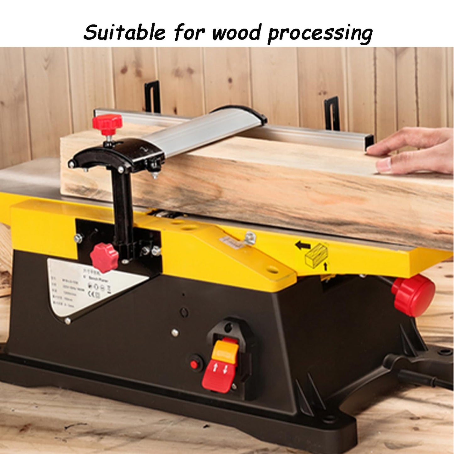 INTBUYING 6 Inch Woodworking Planer Small and Portable Bench Planer 1800W with 155 * 580mm Working Table Low Noise and Low Dust Planing Bench Planer for DIY and Small factories