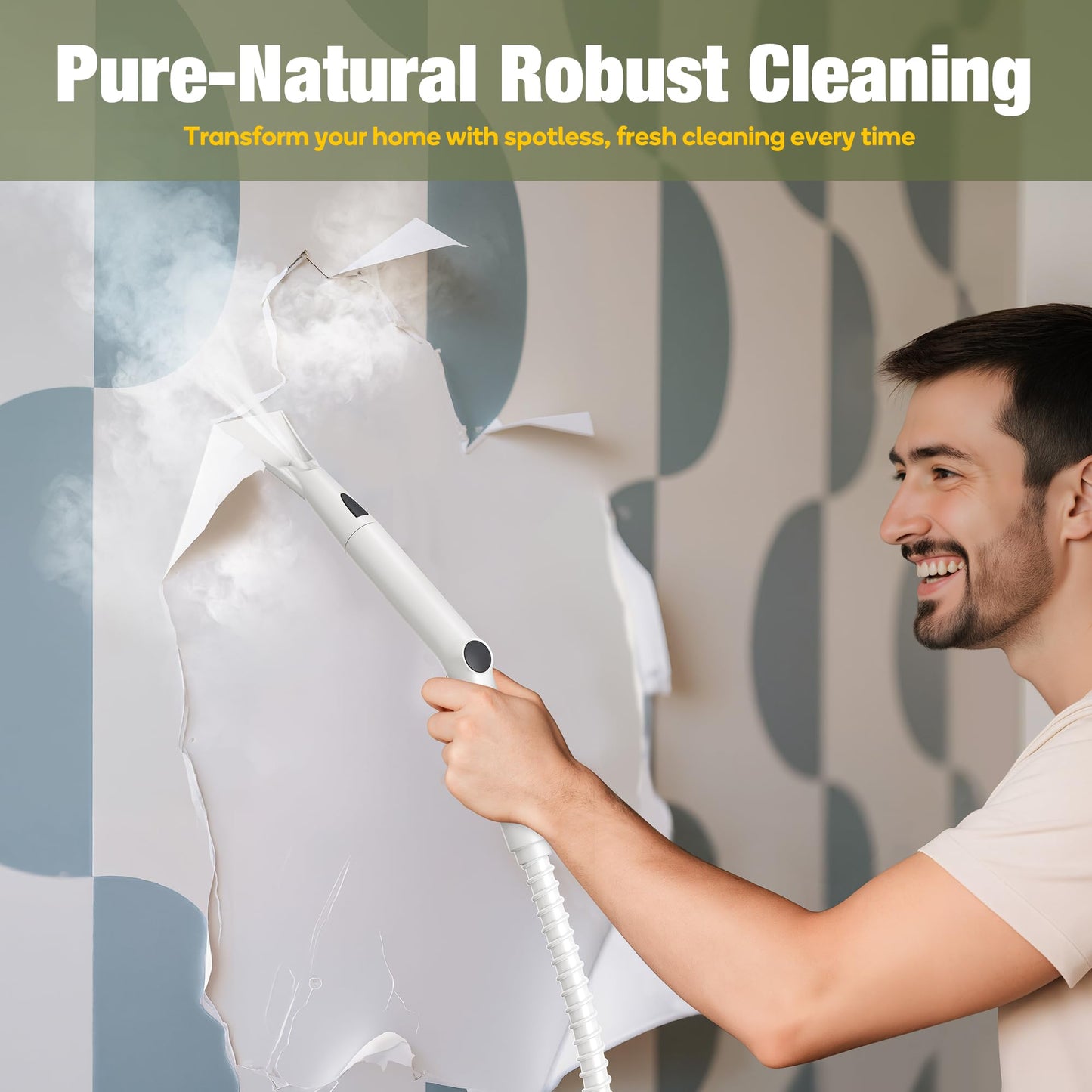 Newbealer Heavy-Duty Steam Cleaner for Home, Stainless Steel Boiler, Steam Mop with 20-Piece Accessories, Max 5 Bar, Multi-Purpose Steamer for Floors, Cars, Furniture, Tiles, and More