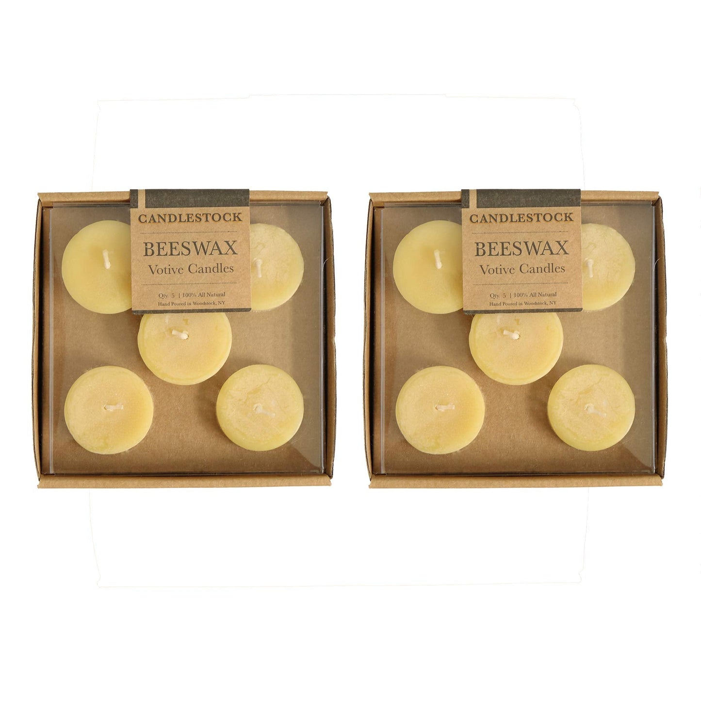 Candlestock Pure Beeswax Votive Candle 10 Pack - 100% Pure Beeswax Votive Candles Sets
