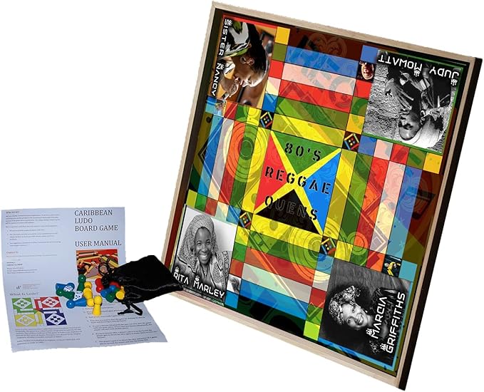 Jamaican Ludo 80’s Reggae Queens (Ludi/Ludy/Loodi) | 24in x 24in Board Game | Family Game Night Activity | Outdoor Games | Gift Ideas | Fun Easy Multi-Player Entertainment