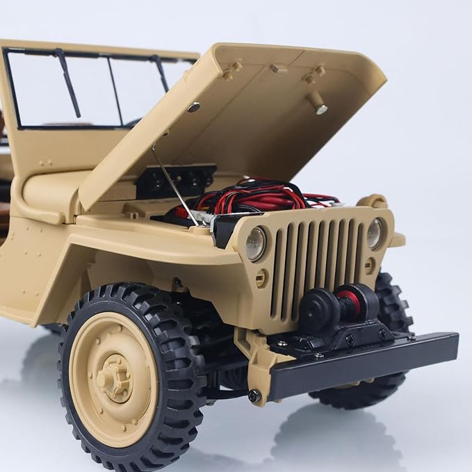 US in Stock Hg 1/14 4X4 Electric Military Truck Hg4 58 Convertible Off Road Semi Truck RC Climbing Vehicle 4WD 2Speed Light Sound Motor Hobby Grade Model for Birthday Gift(Yellow)