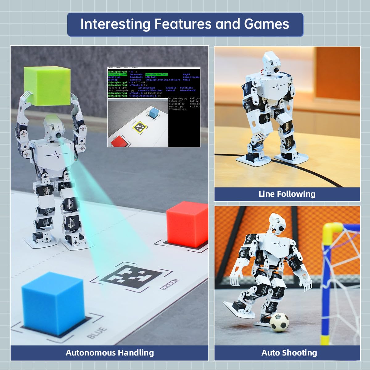 HIWONDER Humanoid Robot with ChatGPT Multimodal AI Models AI Embodied Intelligent Vision Scene Voice Understanding 18DOF Educational Robot Kit Python Programming, TonyPi Advanced & RaspberryPi 5 8GB