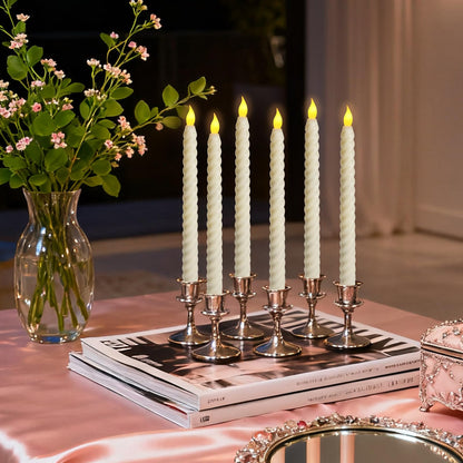 Mwizbyot 6 Pack Flameless Taper Candles, 10 Inch LED Window Candles