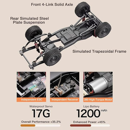 1/12 RC Crane Truck MN-82T LC79 RTR RC Crawler 4WD Off-Road Tow Car RTR 2.4GHz RC Pick-up Trail Truck for Adults Hobby Toys (Yellow)