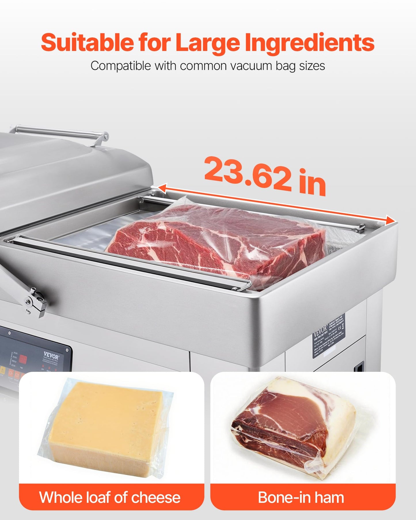 VEVOR Chamber Vacuum Sealer, 1200W Sealing Power, Vacuum Packing Machine for Wet Foods, Meats, Marinades and More, Compact Size with 23.62" Sealing Length, Applied in Home Kitchen and Commercial Use