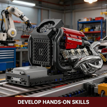 Mould King Formula One Engine Building Blocks Motor Model Building Toys Car Combustion Engine Sets 10188 Creative STEM Kit for Adults 14+ (980PCS)