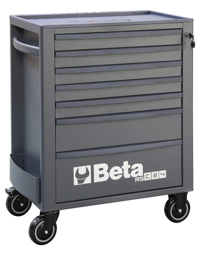 Beta RSC24 Gray 7 Drawer Heavy Duty Rolling Tool Cabinet | Mobile Steel Tool Chest with Ball Bearing Slides | 1760 lbs Load Capacity | 5" Casters | Lockable Portable Toolbox | Made in Italy