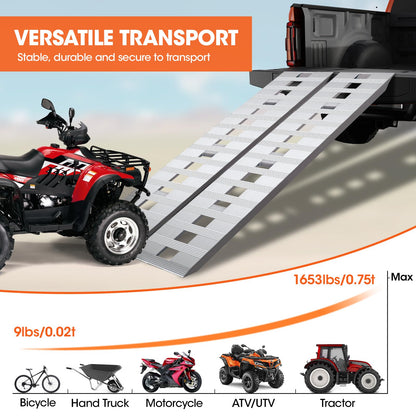 Aluminum Trailer Ramps, 6000LBS Capacity Heavy-Duty Loading Ramps for Bike, Motorcycle, Tractor, ATV/UTV, Trucks, Auto Hauler- with Knife & Hook Ends, 2pcs (84 X 14 Inch)