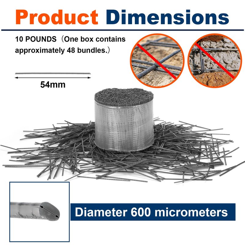 Otoolling 10 lb Synthetic Macrofiber for Concrete Mix Concrete Fiber Reinforcement Anti-Seepage and Anti-Cracking for Cement Mortar, Building Wall Garden Floor