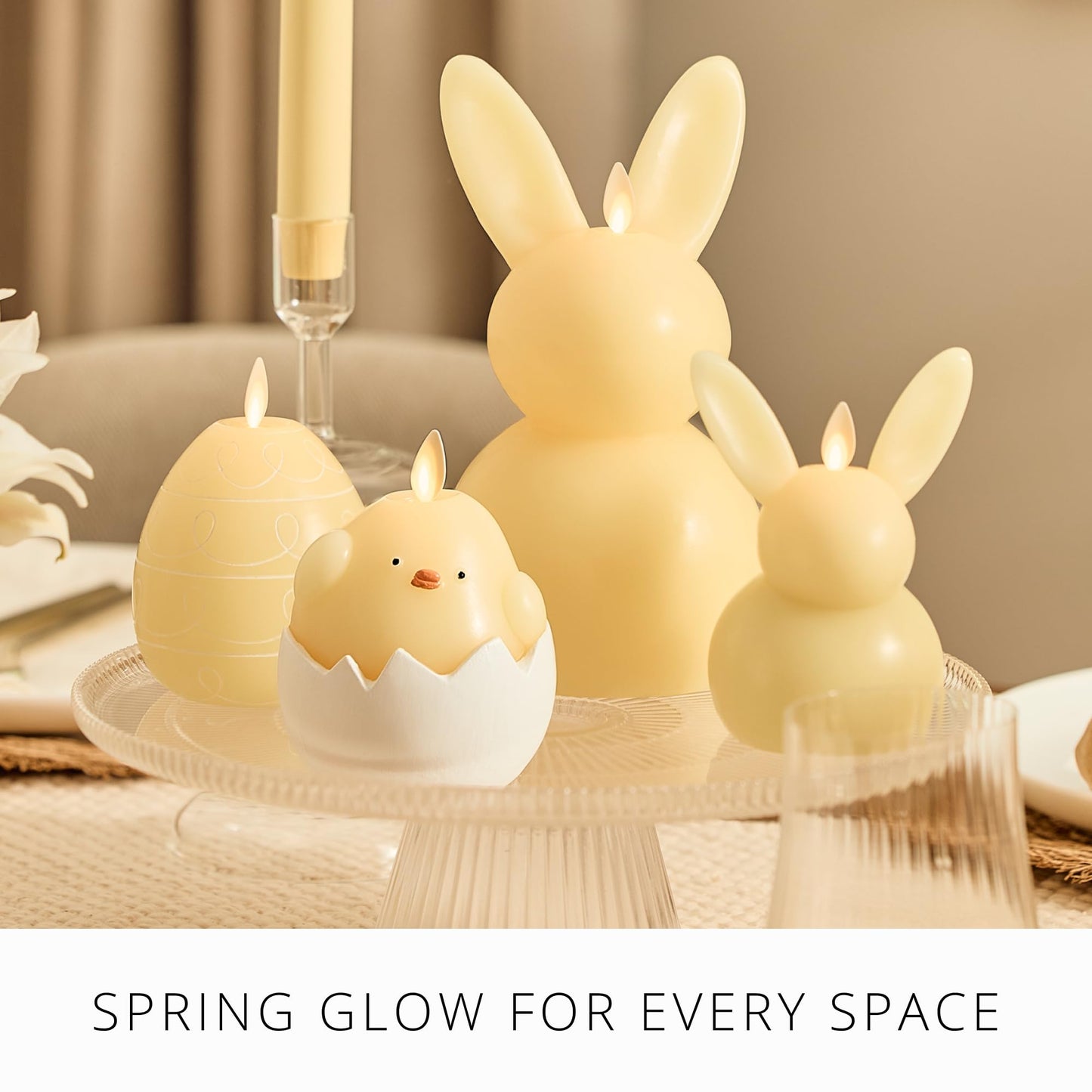 Luminara Hatching Easter Chick Candle - 3.3" x 4.3" - Flameless Real-Flame Holiday-Inspired Decor - AA Batteries - Flickering LED Flame