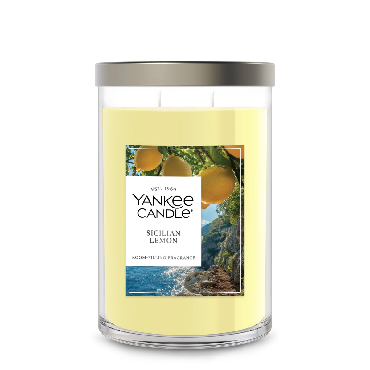 Yankee Candle Large Tumbler Scented Candle with up to 80 Hour Burn Time, Premium Plant Wax Blend for Consistent Burn, 20 oz Tumbler Candle with Room Filling Fragrance, Sicilian Lemon